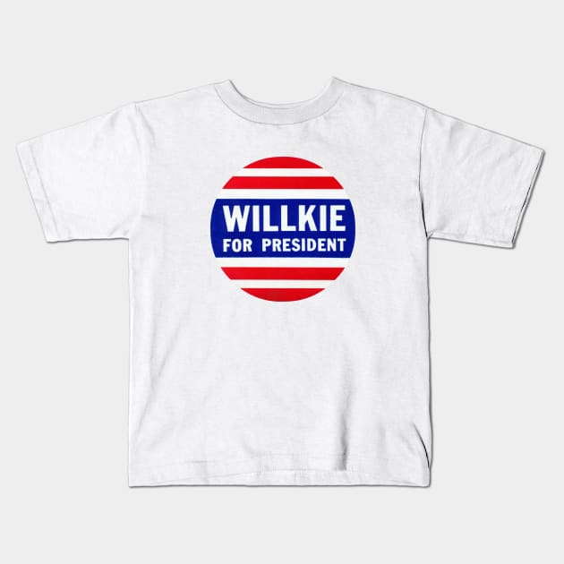 1940 Wendell Willkie For President Kids T-Shirt by historicimage